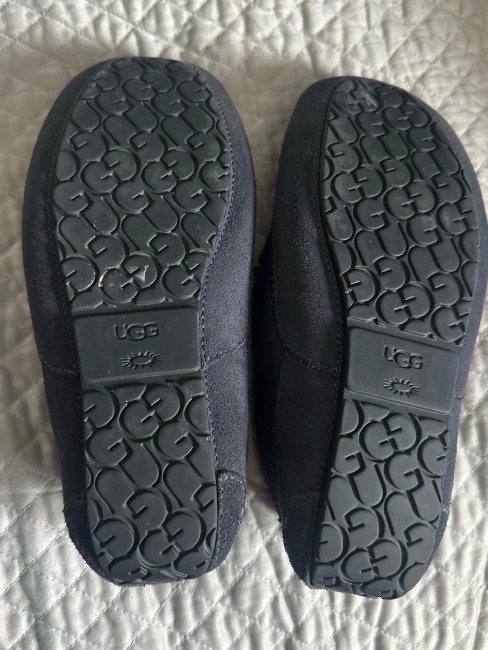 UGG Kids Blue Shearling-Lined Moccasin Slippers